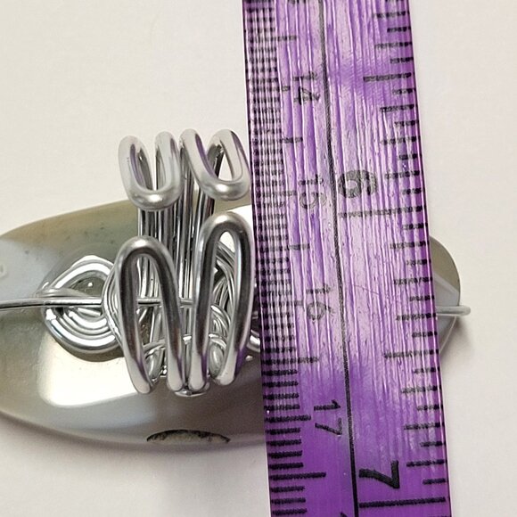 Marbled Agate Ring Adjustable Band Handmade Semi Precious Ring - Picture 5 of 9
